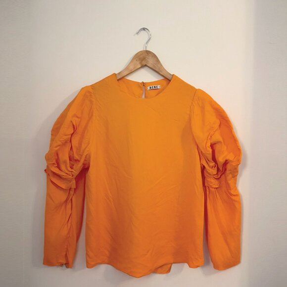 ACNE Orange Puff Sleeve Blouse - Picture 3 of 16